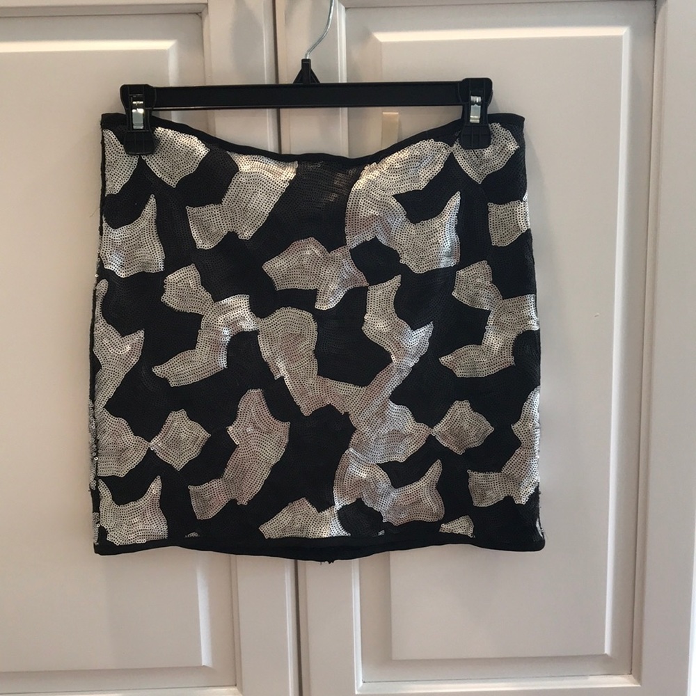 Black and Silver Sequin Pencil Skirt